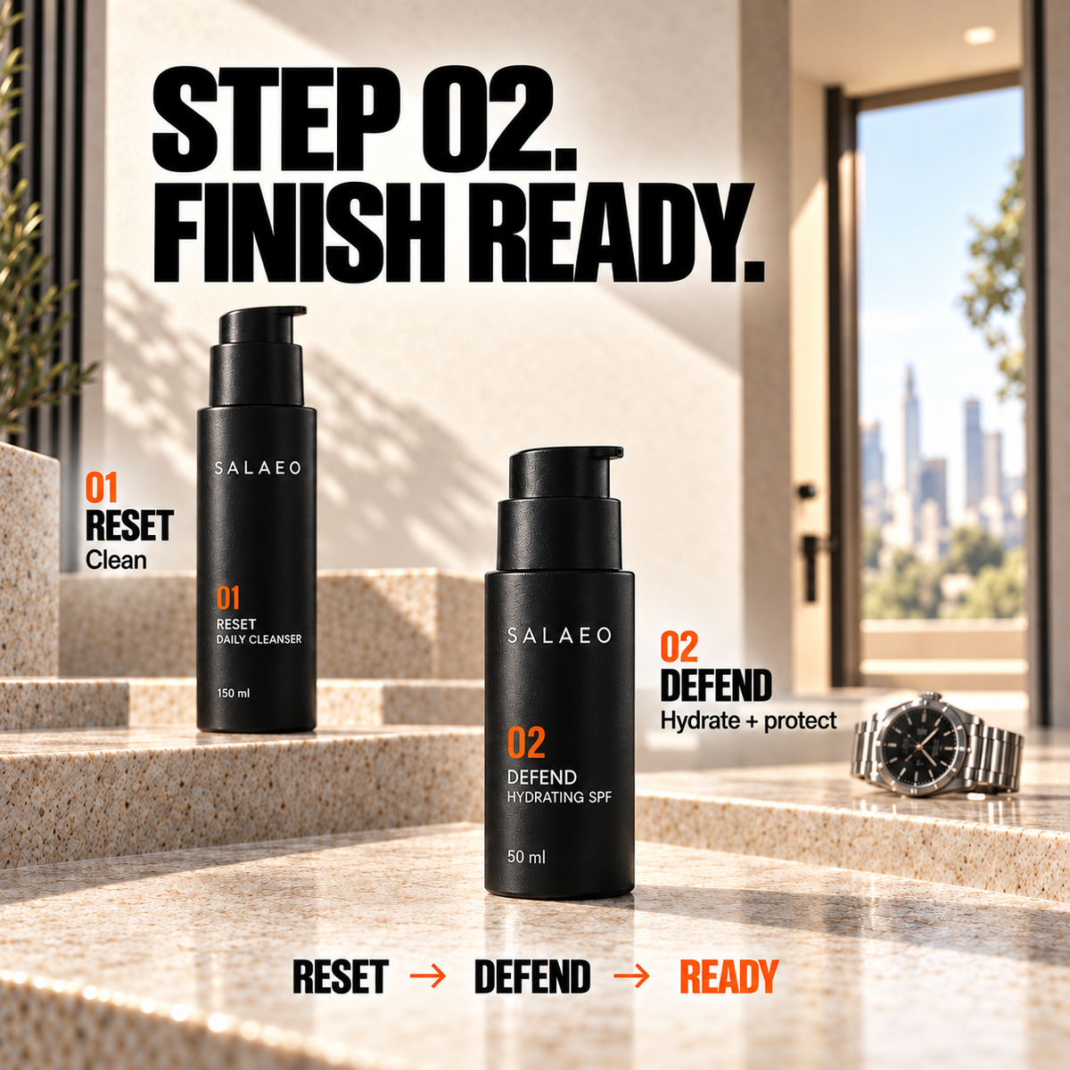 
SALAEO 02 DEFEND Hydrating SPF - Step 02. Finish ready.