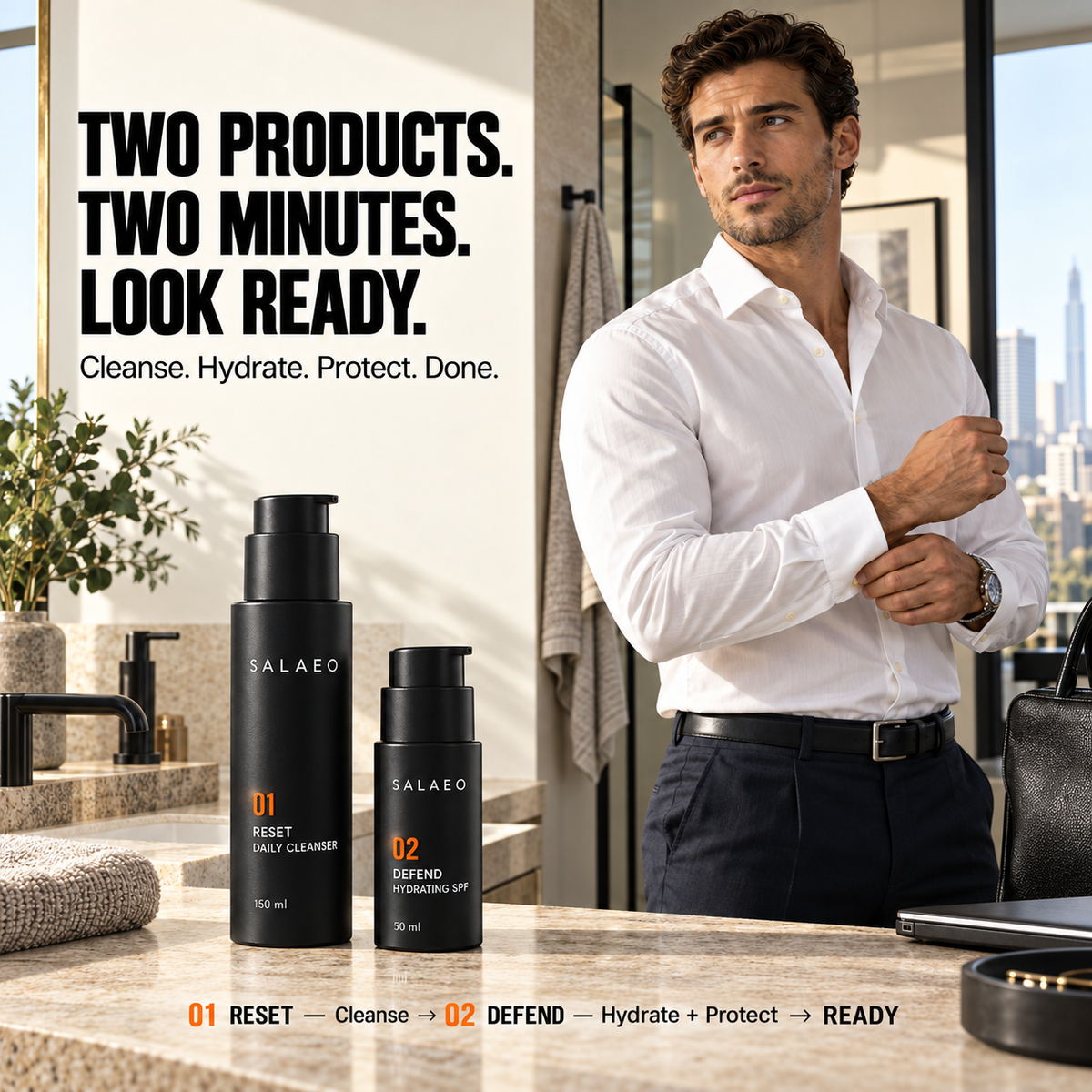 
SALAEO The Ready System - Two products. Two minutes. Look ready.