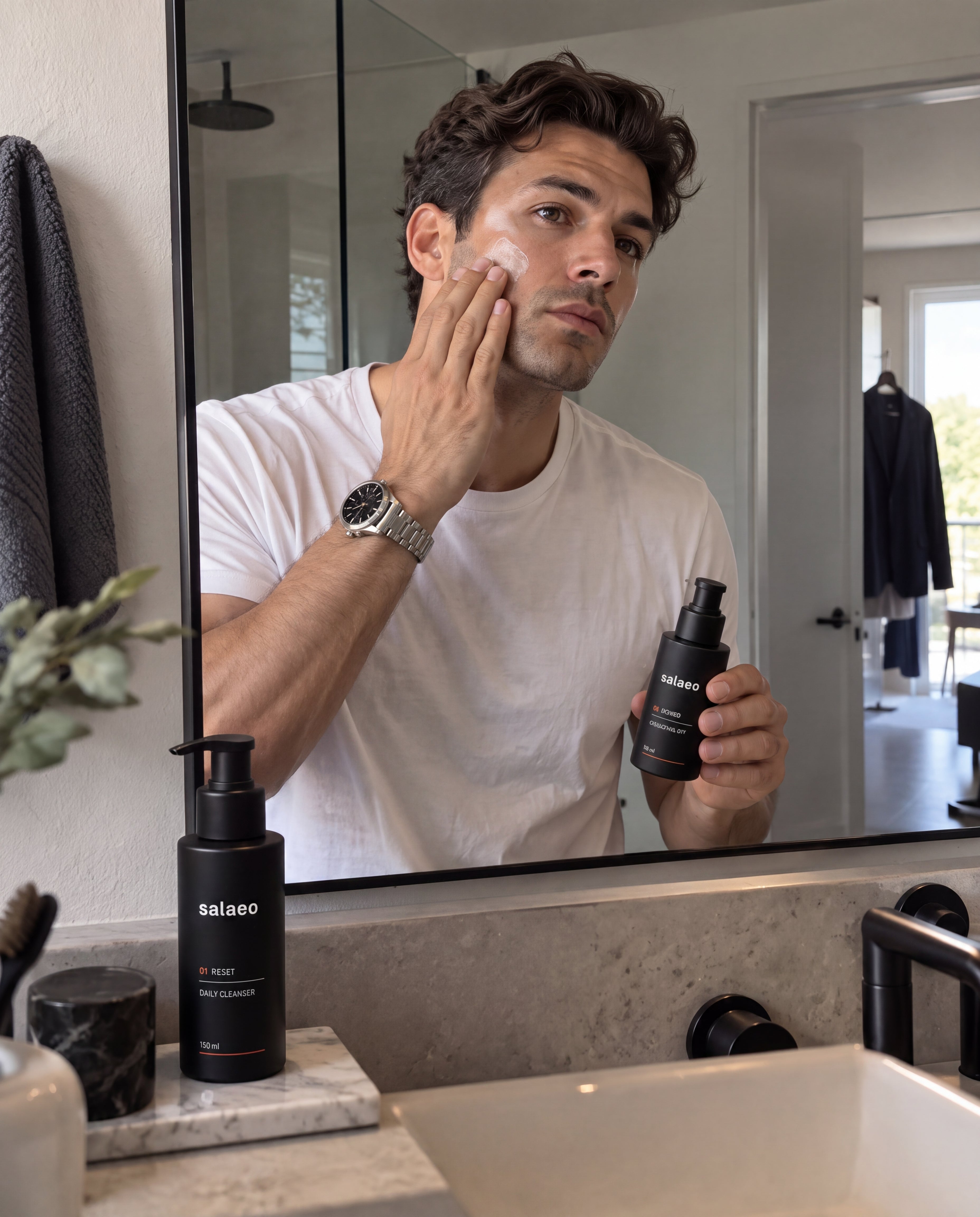 Man using The Ready System in his morning routine